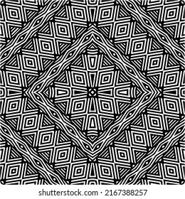 Abstract background with black and white mandala. Unique geometric vector swatch. Perfect for site backdrop, wrapping paper, wallpaper, textile and surface design. 