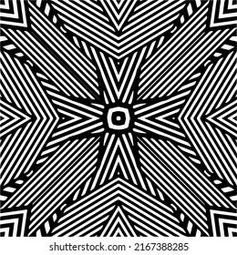 Abstract background with black and white mandala. Unique geometric vector swatch. Perfect for site backdrop, wrapping paper, wallpaper, textile and surface design. 