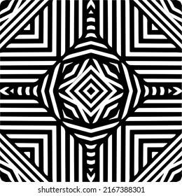 Abstract background with black and white mandala. Unique geometric vector swatch. Perfect for site backdrop, wrapping paper, wallpaper, textile and surface design. 
