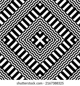 Abstrakter Hintergrund mit schwarz-weißer Mandala. Einzigartige geometrische Vektorgrafik. Ideal für die Website-Hintergrund, Wickelpapier, Tapete, Textil und Oberflächendesign. 