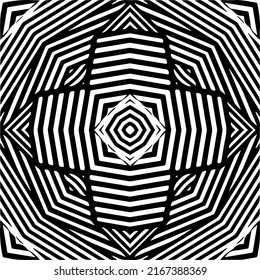 Fondo abstracto con mandala en blanco y negro. Muestra de vector geométrico única. Perfecto para el fondo del sitio, papel envolvente, papel tapiz, textil y diseño de superficie. 