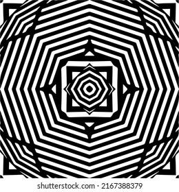 Abstract background with black and white mandala. Unique geometric vector swatch. Perfect for site backdrop, wrapping paper, wallpaper, textile and surface design. 