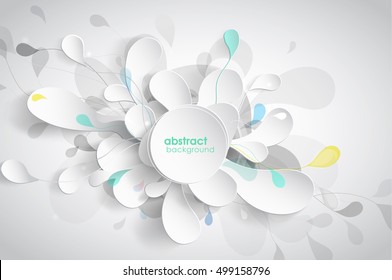 Abstract background with black and white paper flower petals.