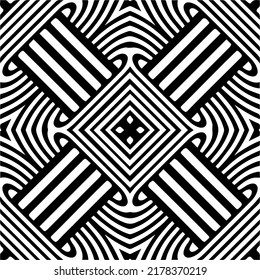 Abstract background with black and white pattern. Unique geometric vector swatch. Perfect for site backdrop, wrapping paper, wallpaper, textile and surface design. 