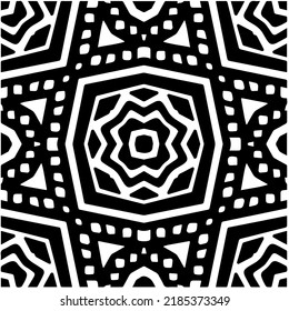 Abstract background with black and white pattern. Monochrome mandala. Unique geometric vector swatch. Perfect for site backdrop, wrapping paper, wallpaper, textile and surface design. 