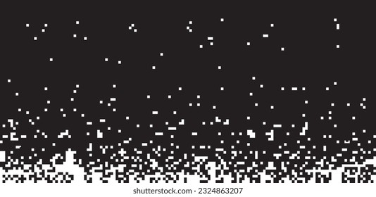 Abstract background, black and white pixel pattern, 2D pattern style, copy space below.