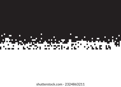 Abstract background, black and white pixel pattern, 2D pattern style, copy space below.