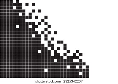 Abstract background, black and white pixel pattern, 2D pattern style, copy space side.