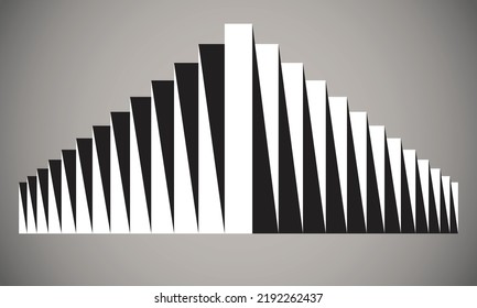 Abstract background with black and white rectangles. Perspective view.