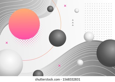 Abstract background with black and white sphere.