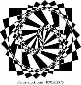 Abstract background. Black and white spiral optical illusion. Circular pattern. Vector illustration.