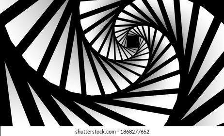 Abstract background, black and white spiral whirl, fractal like design, interesting vector illustration.