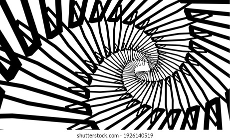 Abstract background, black and white spiral whirl, fractal like design, intereting vector illustration.