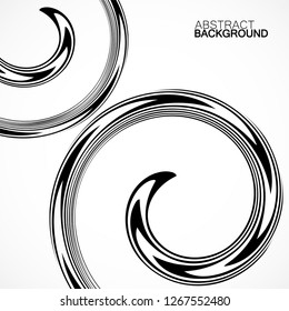 Abstract background with black and white striped, futuristic waves. Vector