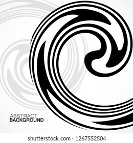 Abstract background with black and white striped, futuristic waves. Vector