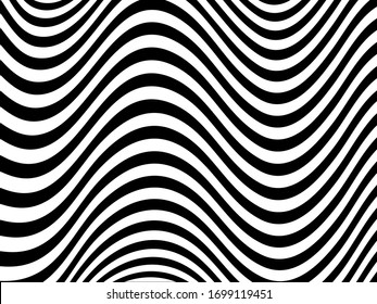 Fondo abstracto con ondas futuristas de rayas blancas y negras. Patrón geométrico. Ilustración del vector