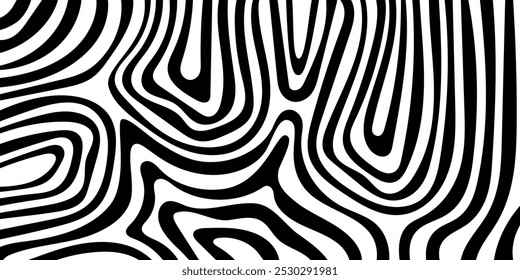 Abstract background with black and white stripes - hand drawn vector illustration.