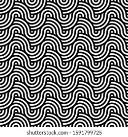 Abstract background in black and white with wavy lines pattern. 