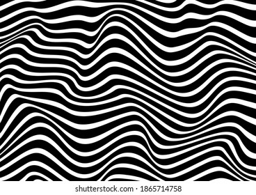 Abstract background in black and white with wavy lines pattern. Vector illustration.