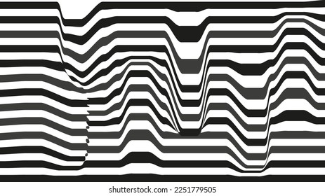 abstract background with black white wavy strokes