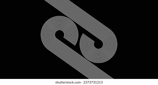 Abstract background of black and white Wavy Lines design in 1970s Retro Hippie style. Vector pattern ready to use for fabric, textile,