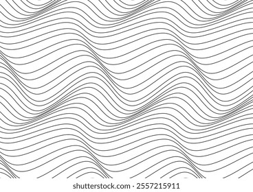 Abstract background in black and white with wavy lines pattern. Vector illustration.