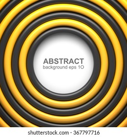 Abstract background with black and yellow glossy rings and place for your content. Pattern design for banner, poster, flyer, card, postcard, cover, brochure.
