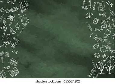 Abstract background. A blackboard with drawings on the theme of education.