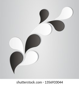 Abstract background with black-white petals. Vector illustration.