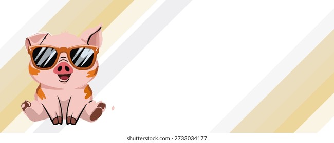 abstract background with blank space depicting a cute pig wearing glasses.