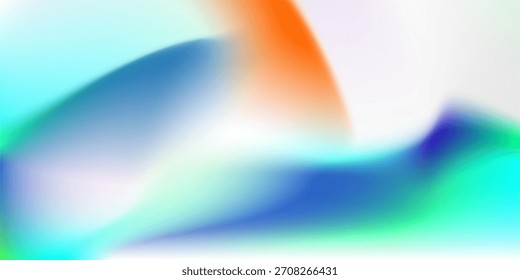 abstrakter Hintergrund, der Aqua, Orange und Blau verbindet. Glatte, farbige Farbverlauf-Textur für moderne künstlerische Designs