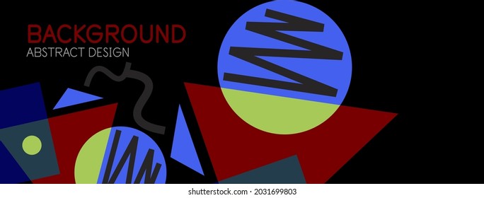Abstract background. Blocks, lines, triangles, circles composition. Techno or business concept for wallpaper, banner, background, landing page