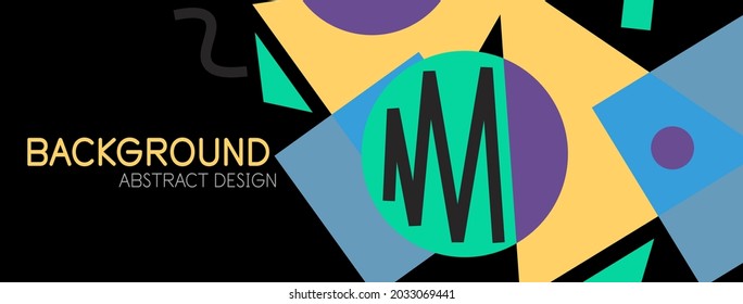 Abstract background. Blocks, lines, triangles, circles composition. Techno or business concept for wallpaper, banner, background, landing page