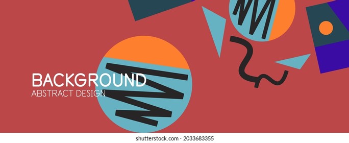 Abstract background. Blocks, lines, triangles, circles composition. Techno or business concept for wallpaper, banner, background, landing page