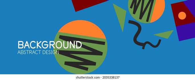 Abstract background. Blocks, lines, triangles, circles composition. Techno or business concept for wallpaper, banner, background, landing page