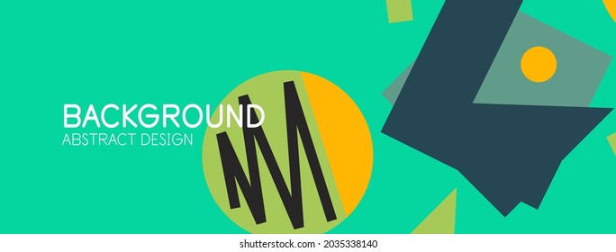 Abstract background. Blocks, lines, triangles, circles composition. Techno or business concept for wallpaper, banner, background, landing page