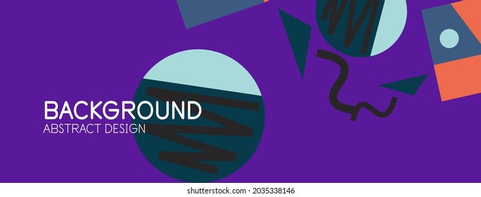 Abstract background. Blocks, lines, triangles, circles composition. Techno or business concept for wallpaper, banner, background, landing page