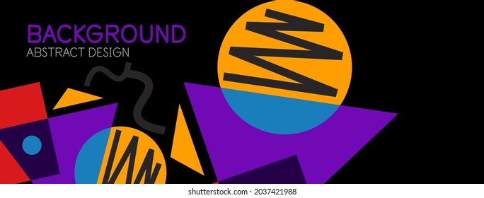 Abstract background. Blocks, lines, triangles, circles composition. Techno or business concept for wallpaper, banner, background, landing page