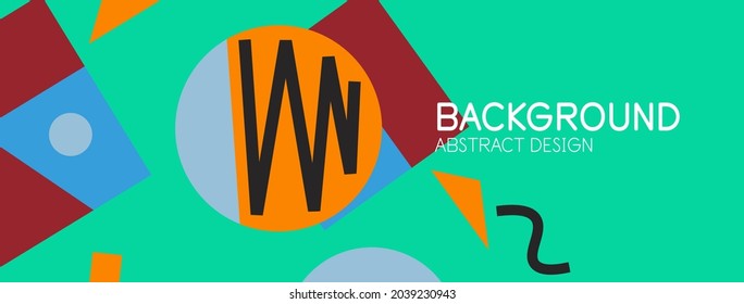 Abstract background. Blocks, lines, triangles, circles composition. Techno or business concept for wallpaper, banner, background, landing page