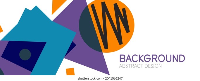 Abstract background. Blocks, lines, triangles, circles composition. Techno or business concept for wallpaper, banner, background, landing page