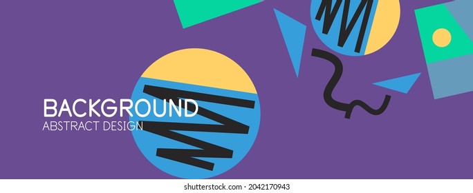 Abstract background. Blocks, lines, triangles, circles composition. Techno or business concept for wallpaper, banner, background, landing page