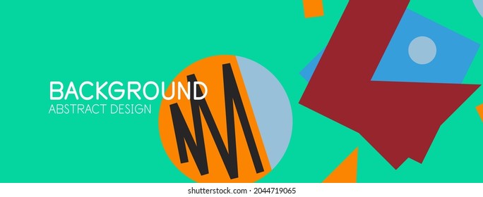 Abstract background. Blocks, lines, triangles, circles composition. Techno or business concept for wallpaper, banner, background, landing page