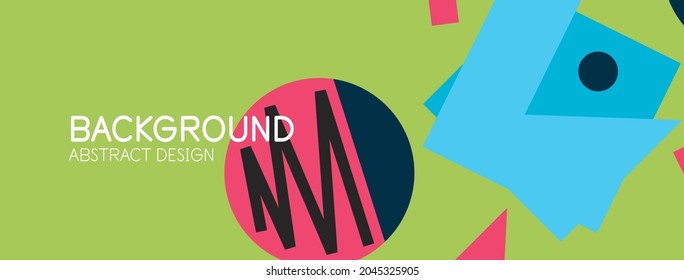 Abstract background. Blocks, lines, triangles, circles composition. Techno or business concept for wallpaper, banner, background, landing page