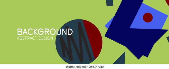 Abstract background. Blocks, lines, triangles, circles composition. Techno or business concept for wallpaper, banner, background, landing page