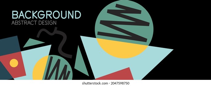Abstract background. Blocks, lines, triangles, circles composition. Techno or business concept for wallpaper, banner, background, landing page