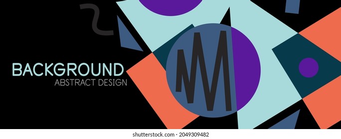 Abstract background. Blocks, lines, triangles, circles composition. Techno or business concept for wallpaper, banner, background, landing page