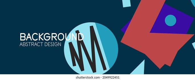 Abstract background. Blocks, lines, triangles, circles composition. Techno or business concept for wallpaper, banner, background, landing page