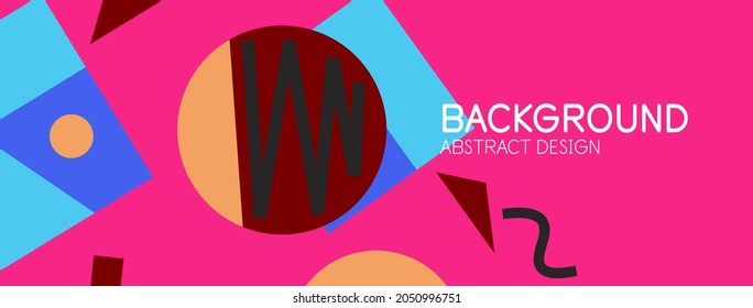 Abstract background. Blocks, lines, triangles, circles composition. Techno or business concept for wallpaper, banner, background, landing page
