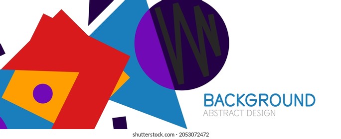 Abstract background. Blocks, lines, triangles, circles composition. Techno or business concept for wallpaper, banner, background, landing page