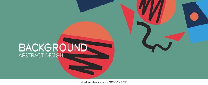Abstract background. Blocks, lines, triangles, circles composition. Techno or business concept for wallpaper, banner, background, landing page
